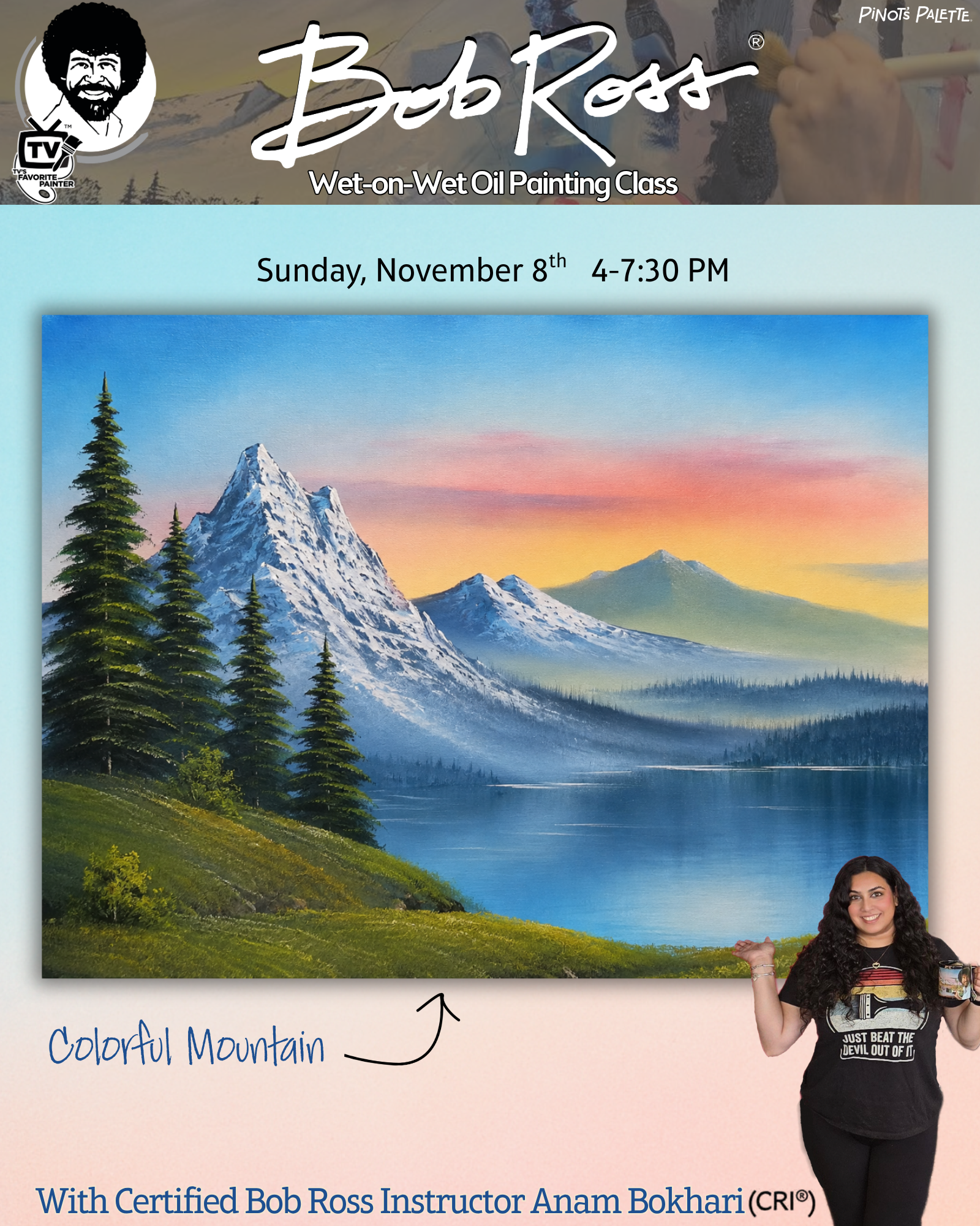 Bob Ross Oil Painting - with Certified Ross Instructor Anam Bokhari